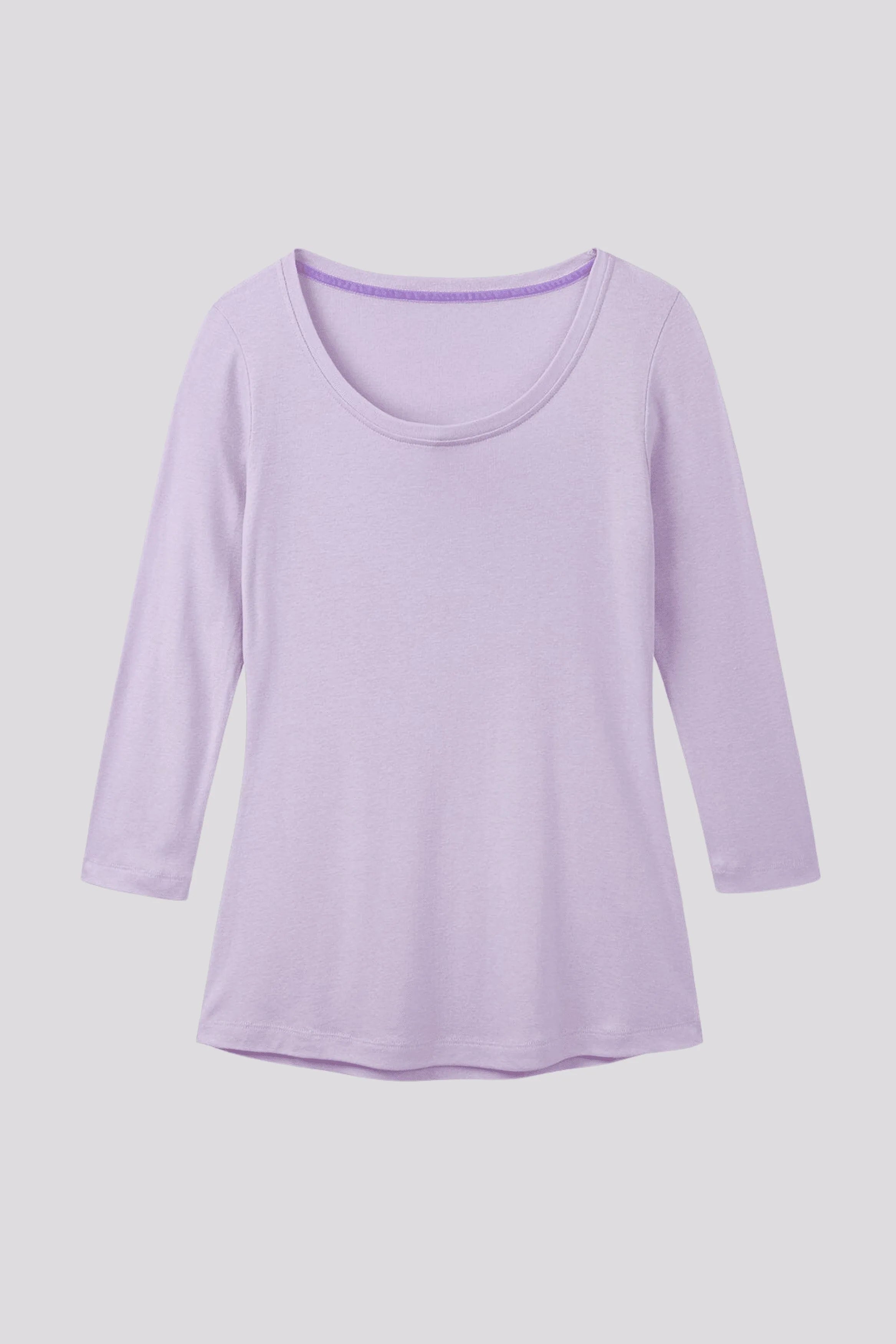 3/4 Sleeve Scoop Neck Cotton Modal Blend T-Shirt Women's 3/4 Sleeve T-shirt Lavender Hill
