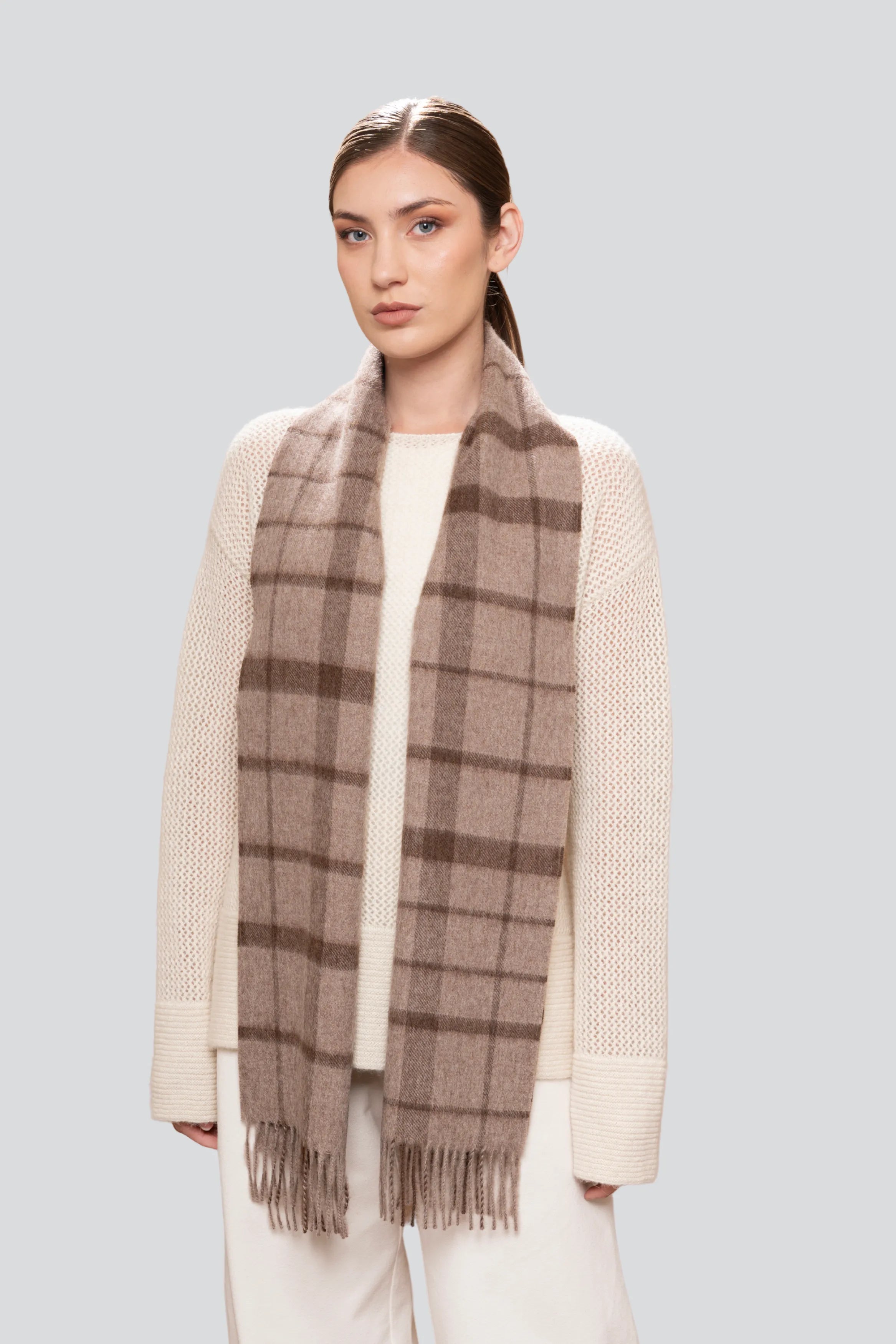 Brown check womens luxury scarf and gift