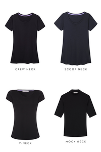 Womenswear Black T-Shirt Different Necklines 
