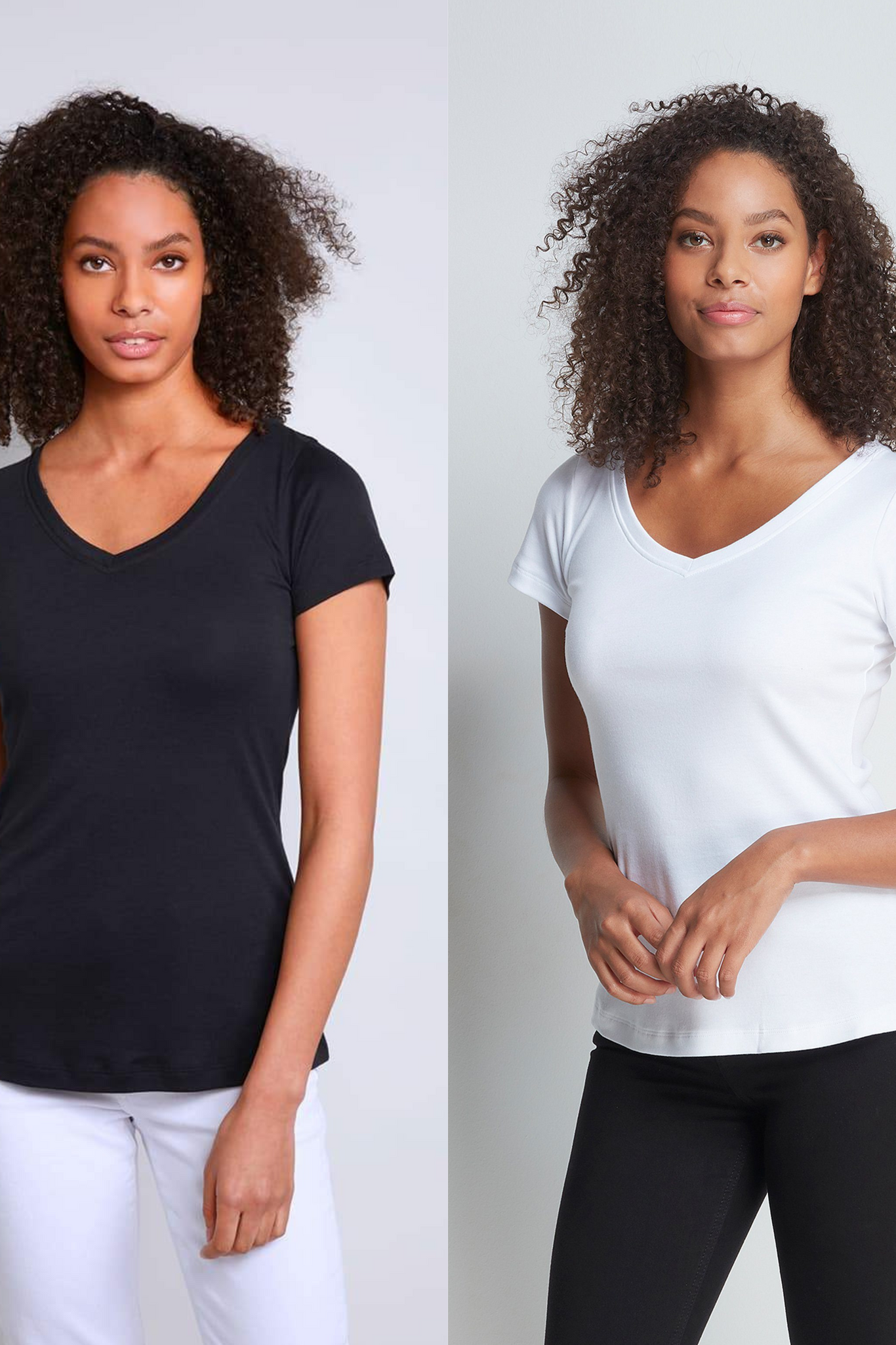 Lavender Hill Clothing Womenswear Black and White V-Neck T-Shirt 