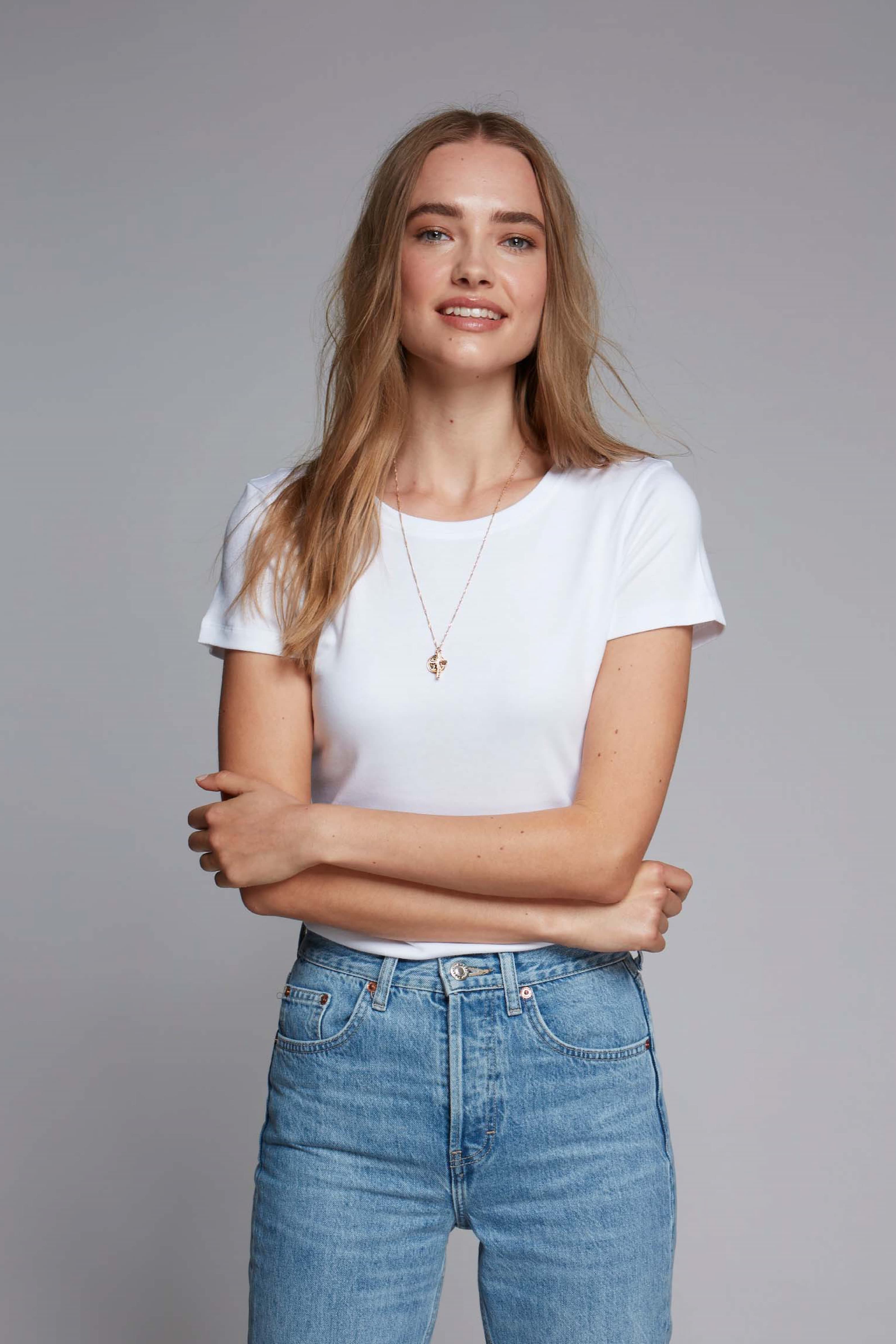 Short Sleeve White Crew Neck T-shirt
