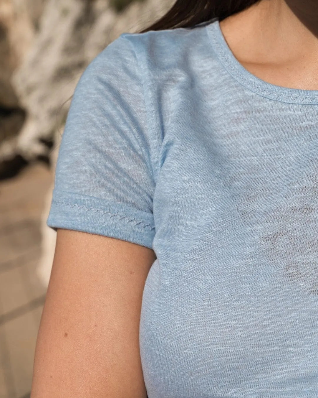 Linen T-shirt Women's Short Sleeve T-shirt Lavender Hill