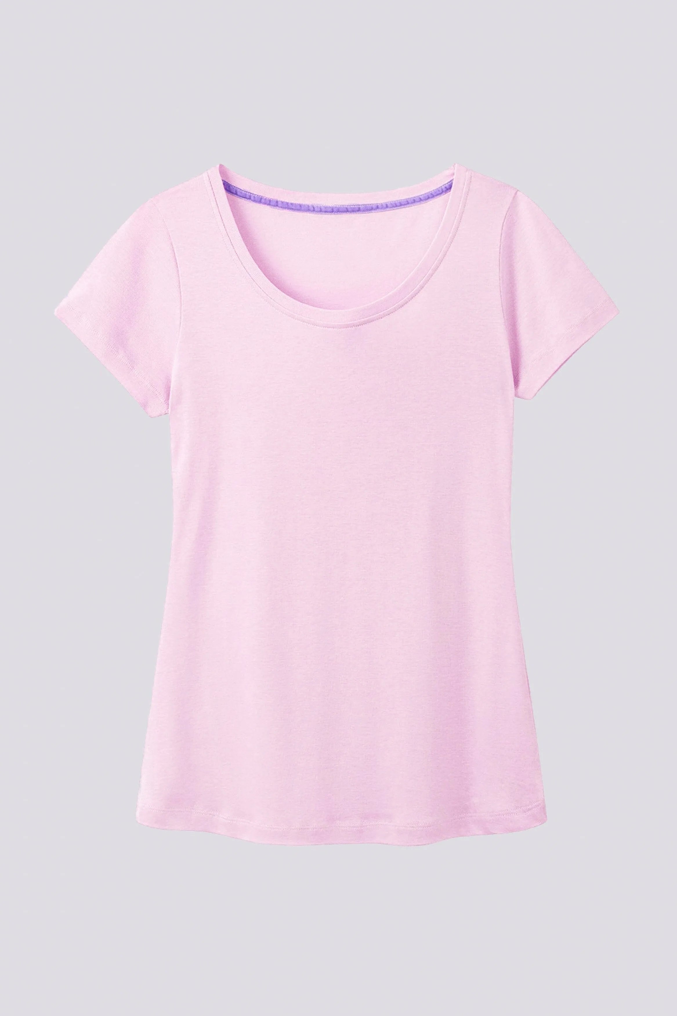 Scoop Neck Cotton Modal Blend T-shirt Women's Short Sleeve T-shirt Lavender Hill