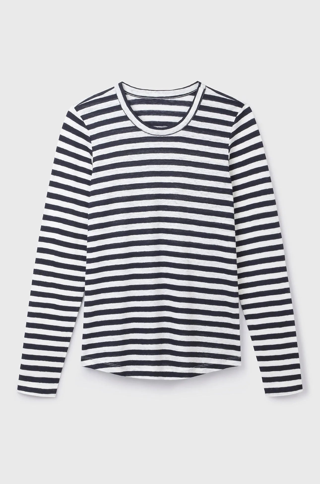 Long sleeve navy white linen breton t-shirt