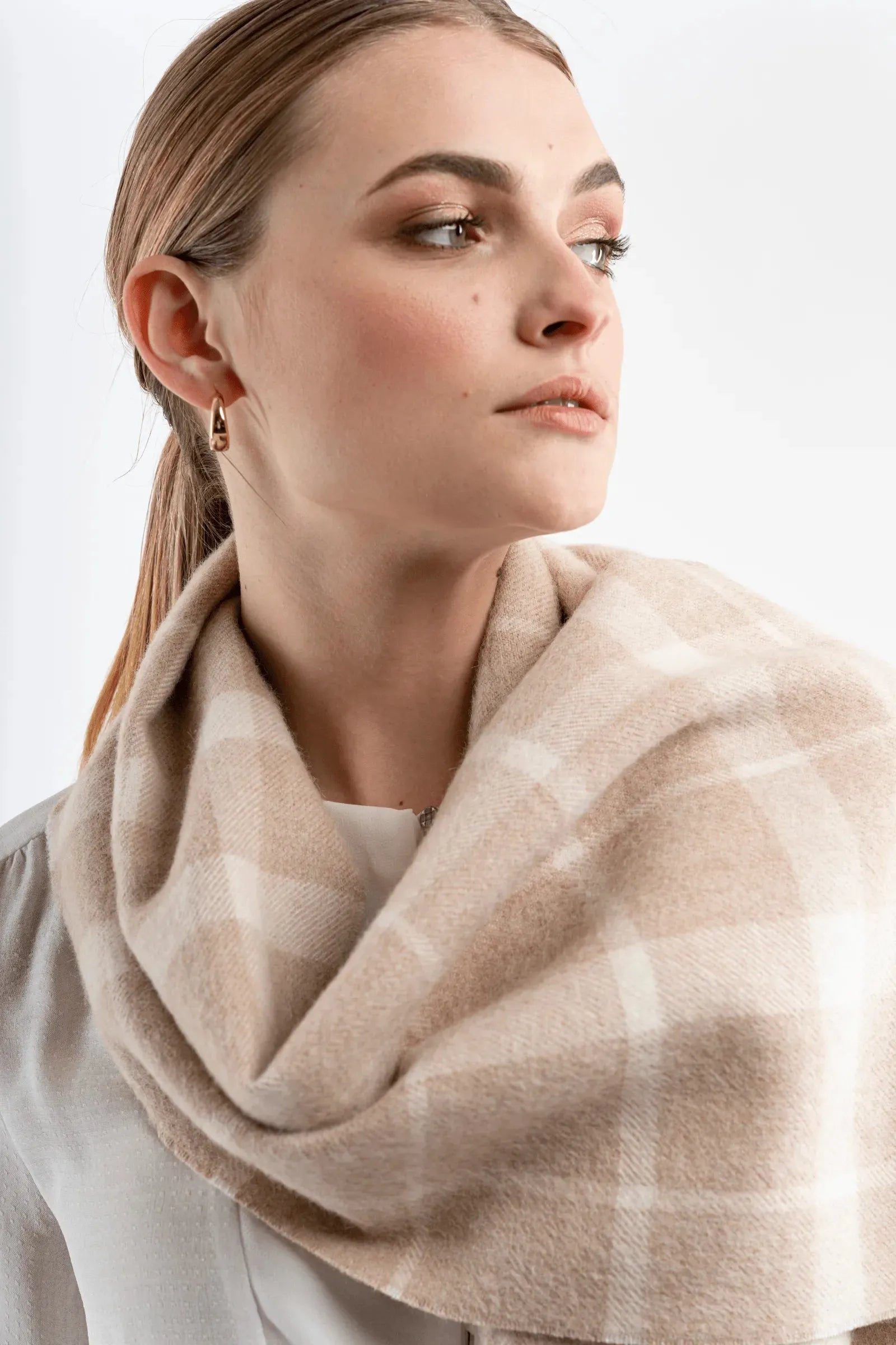 Alpaca Plaid Scarf Unisex Cashmere Accessories Lavender Hill