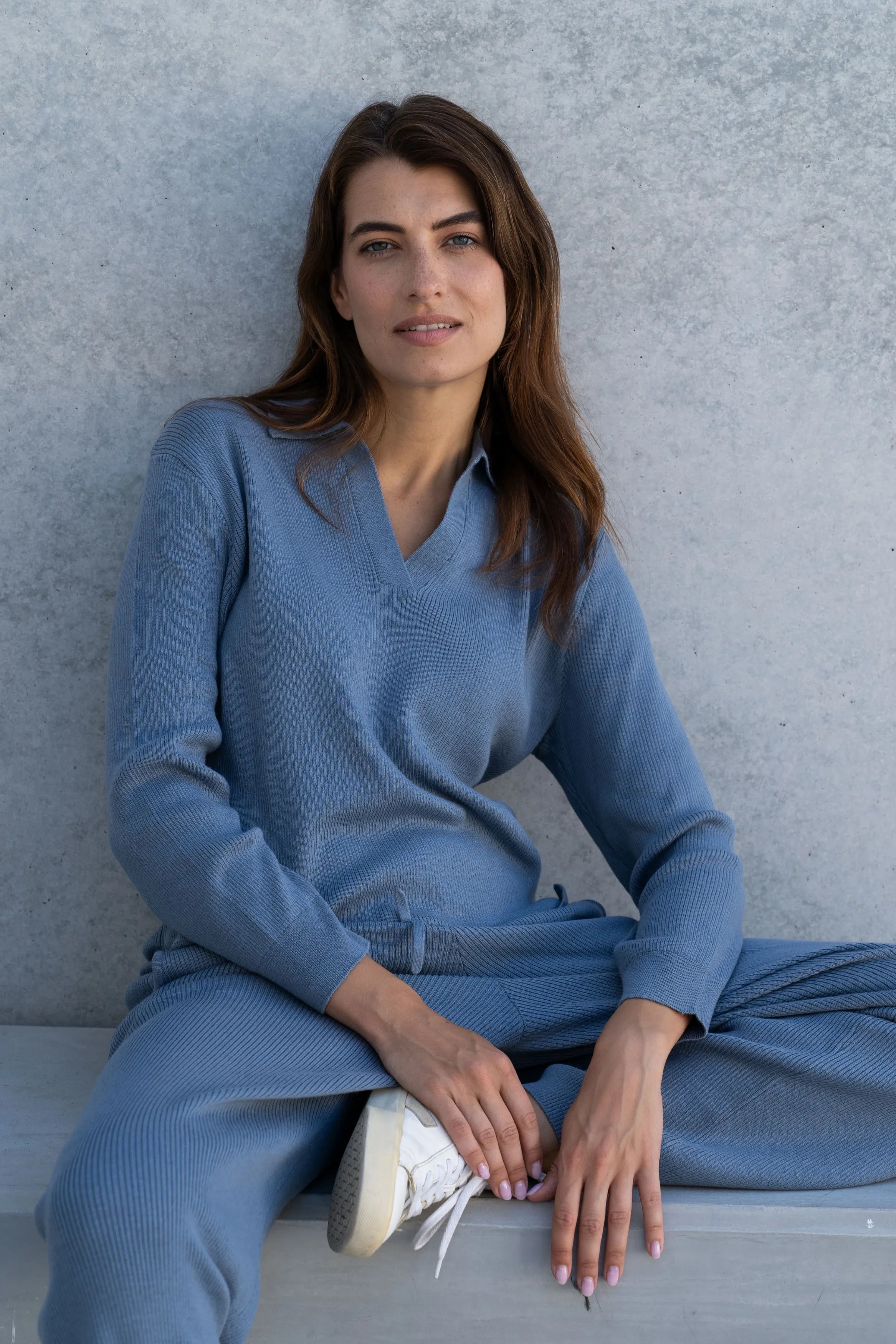 Luxury womens lounge jumper made from pima cotton and alpaca - made in Peru