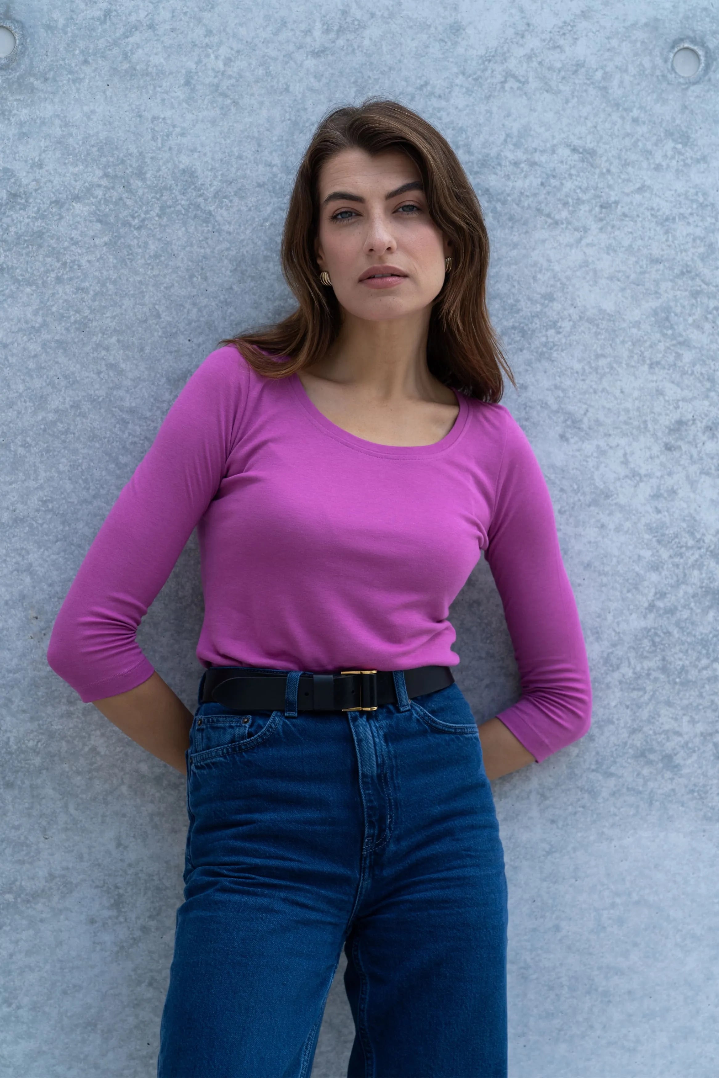 womens quality pink mid sleeve tshirt