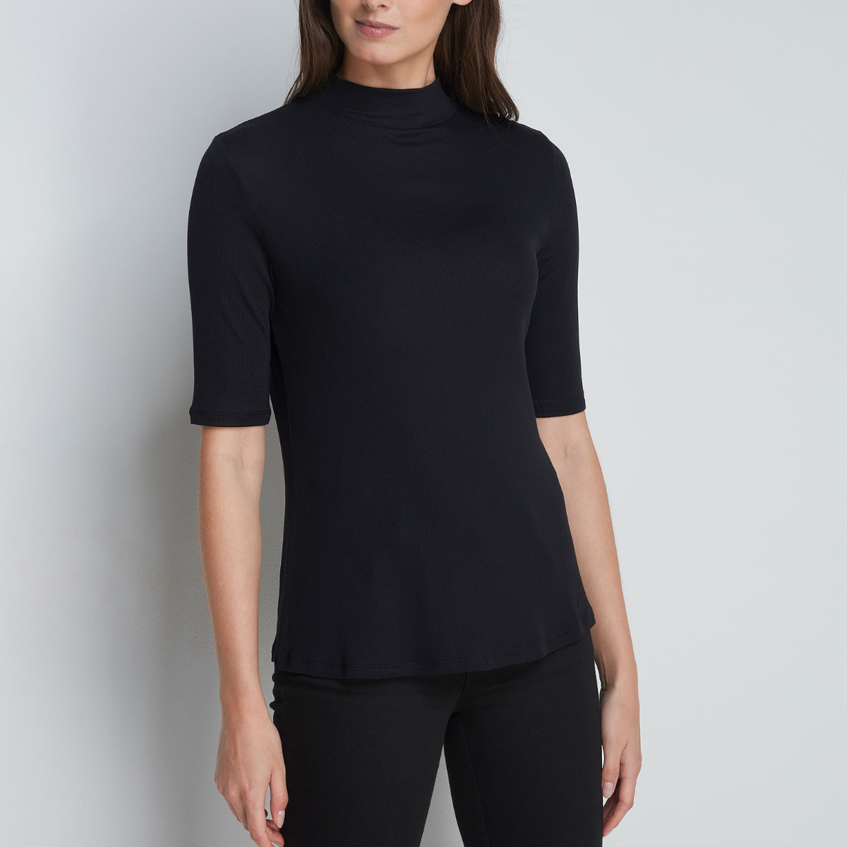 Women's mock neck top with mid sleeves