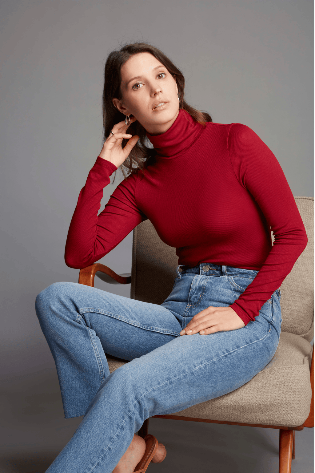 Silk cotton sales polo neck jumper