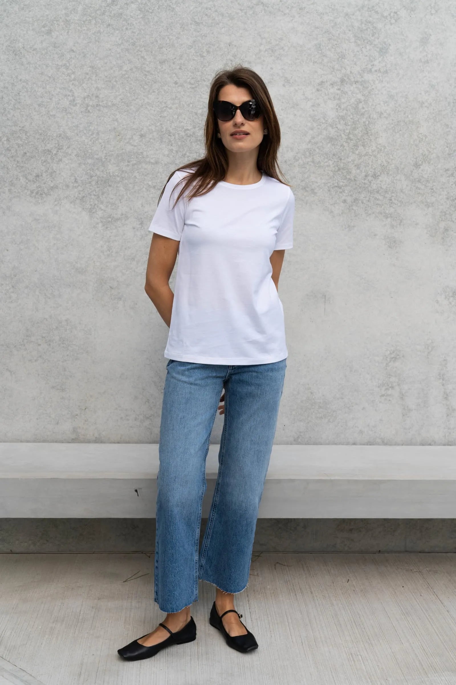 A-line crew neck t-shirt in soft white Supima cotton