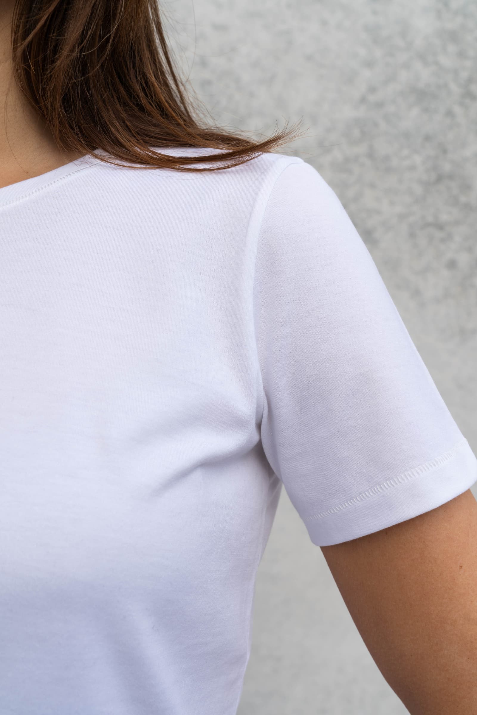 Women’s Supima cotton tee with subtle stitch detailing made in portugal