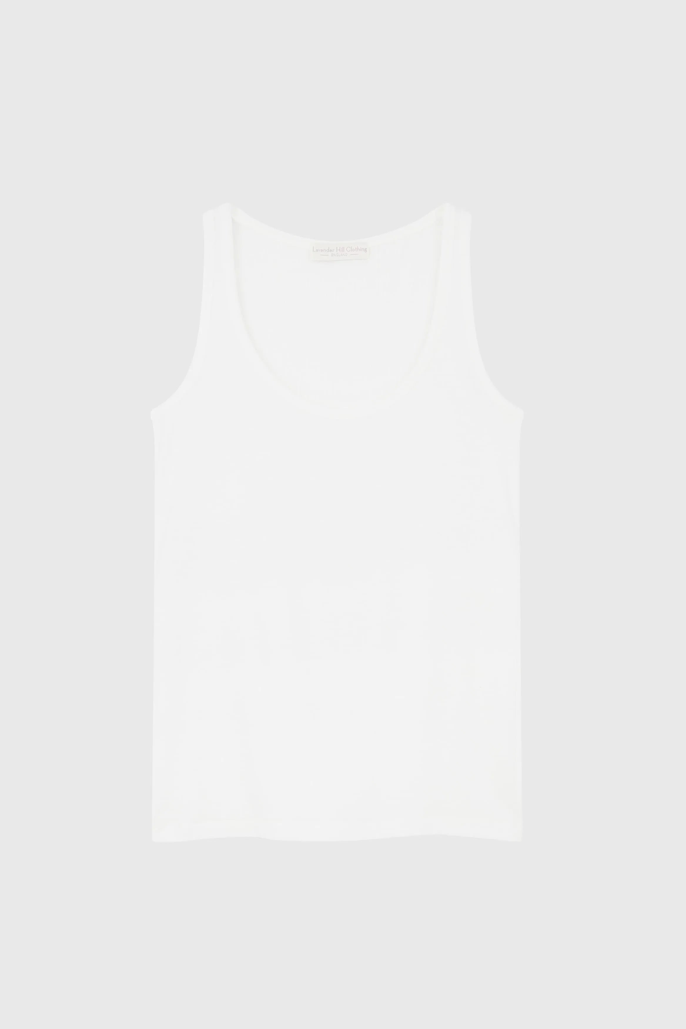 Womens White Ribbed Scoop Neck Tank Sleeveless by Lavender Hill Clothing
