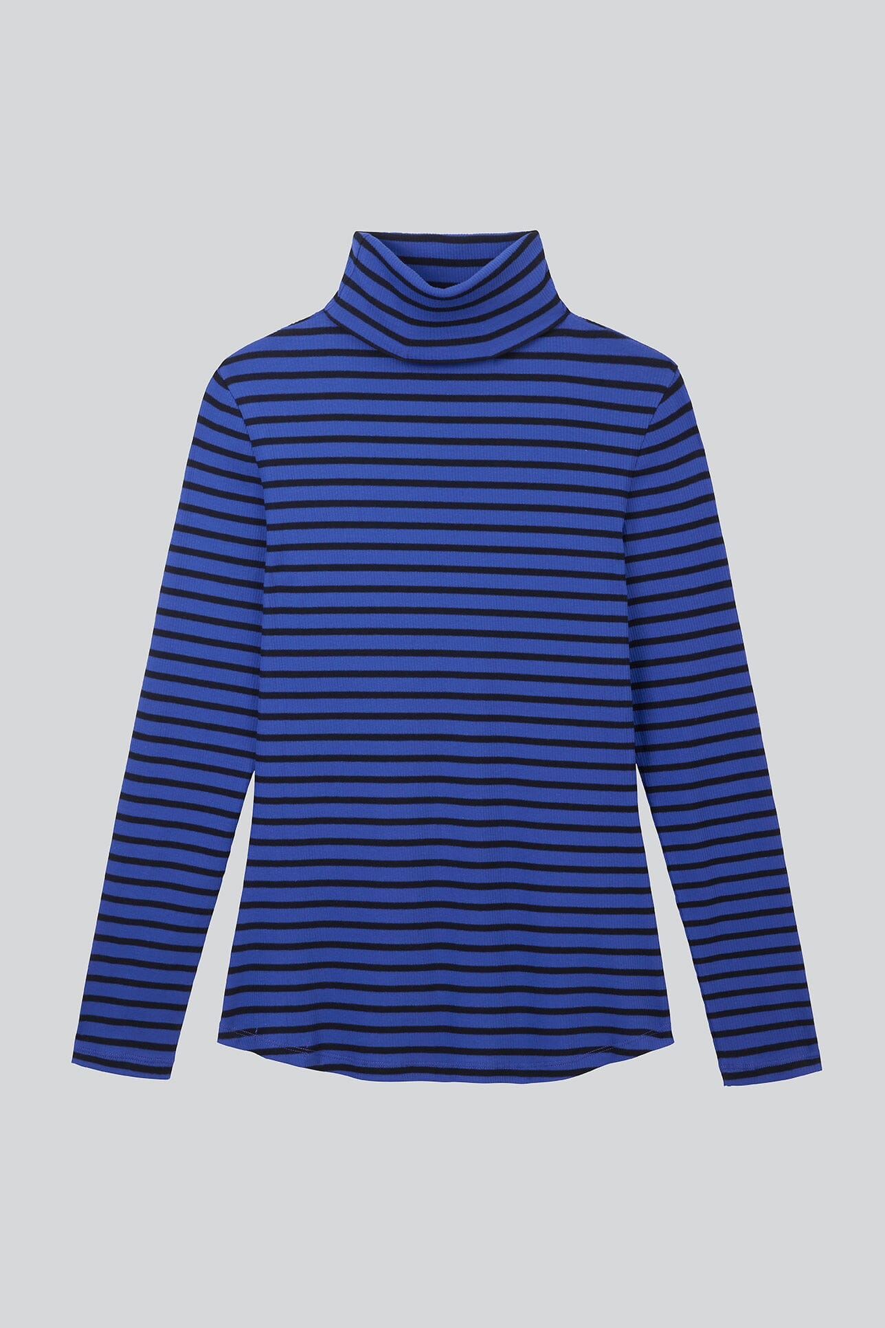 Striped Cotton Roll Neck Women's Long Sleeve T-shirt Lavender Hill