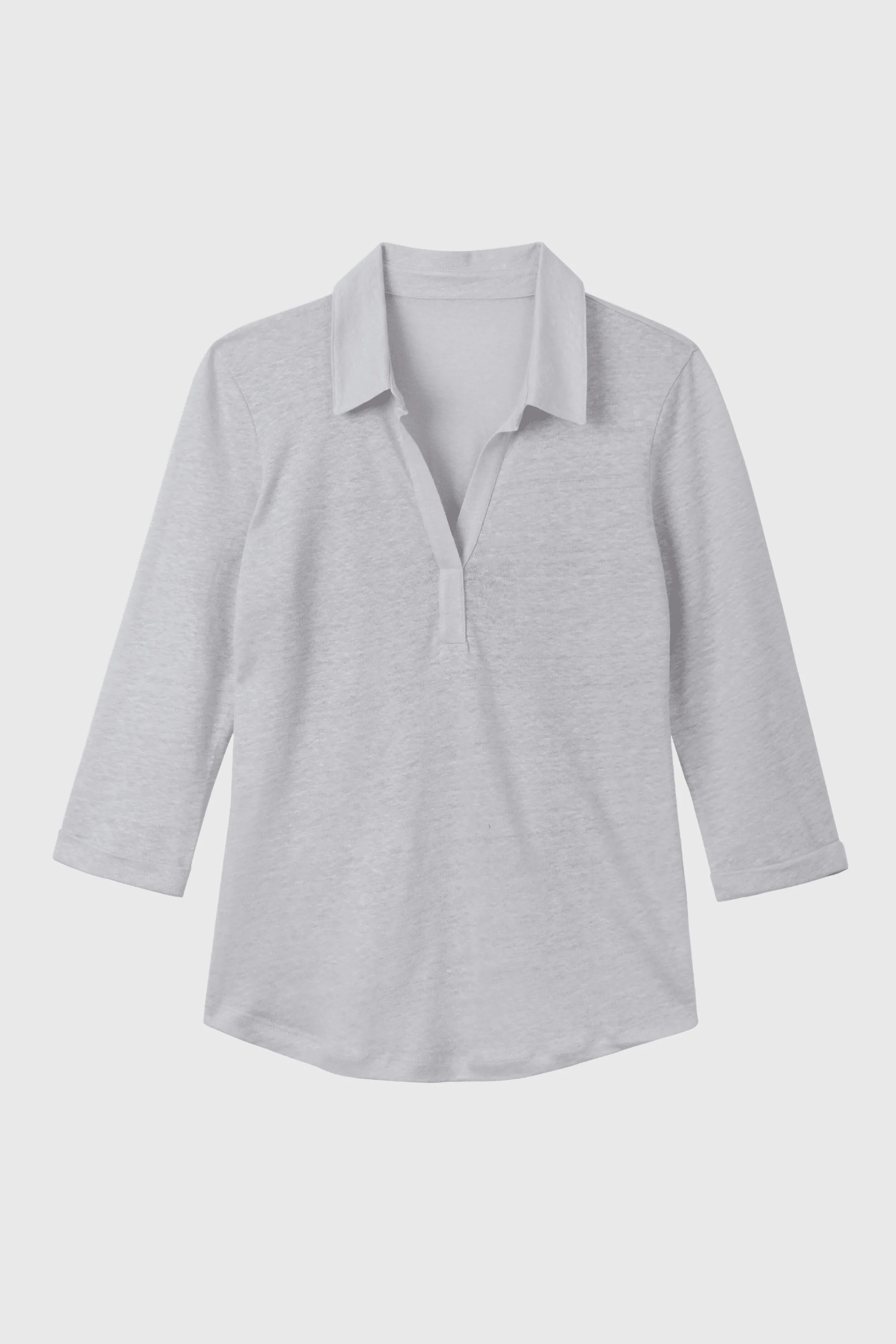Collared Linen T-shirt Women's 3/4 Sleeve T-shirt Lavender Hill