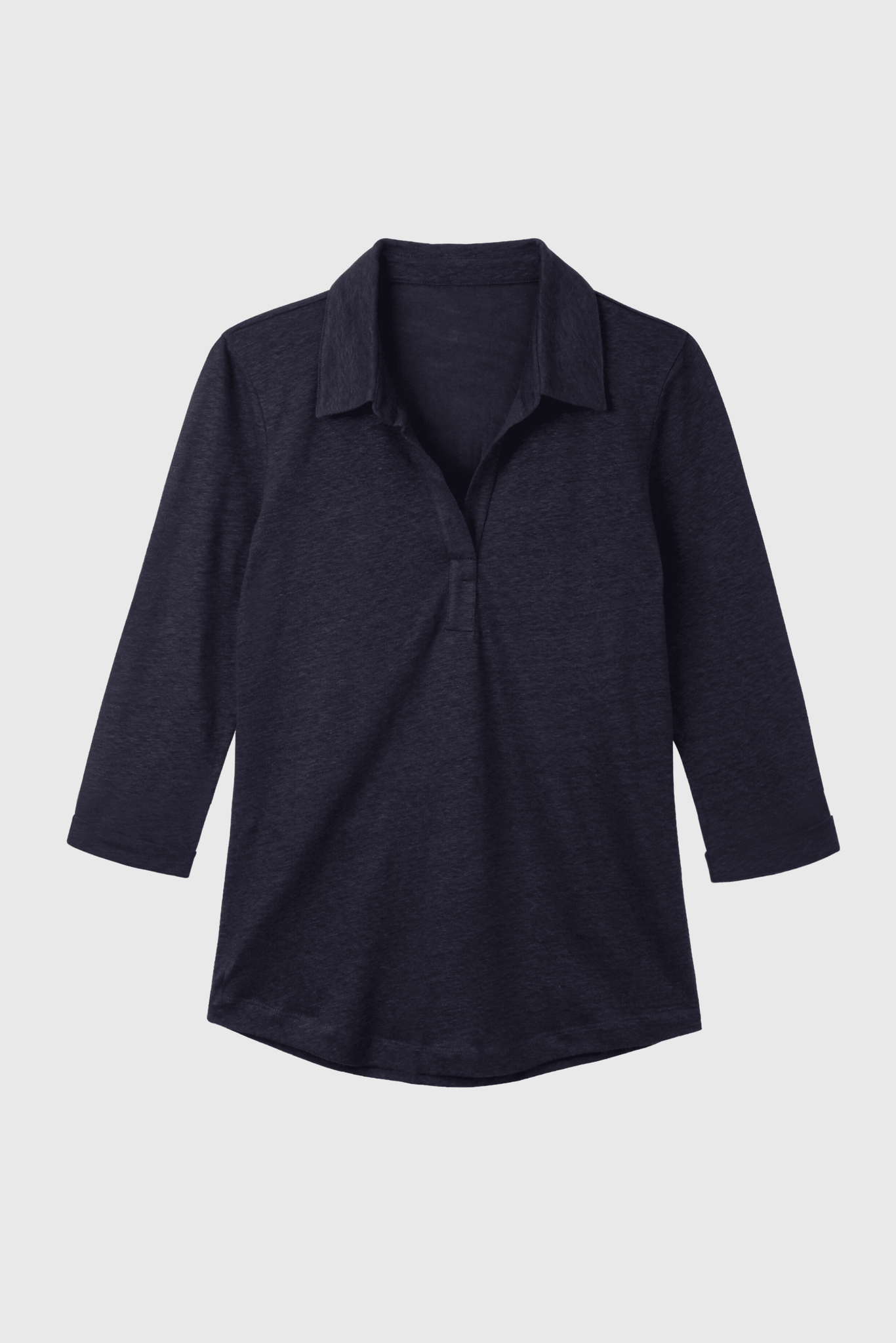 Collared Linen T-shirt Women's 3/4 Sleeve T-shirt Lavender Hill