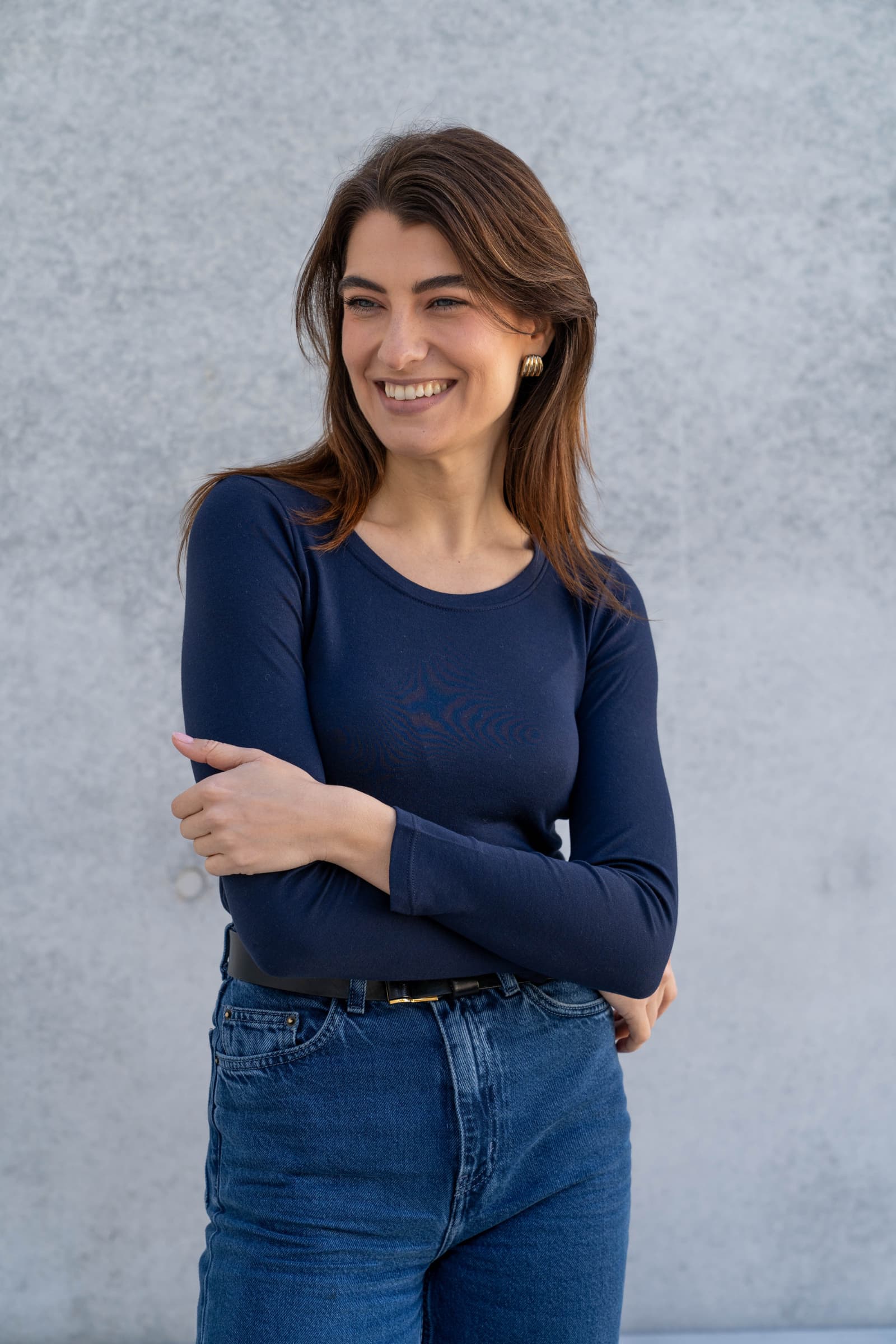 T-shirt con miscela modale cotone a maniche lunghe