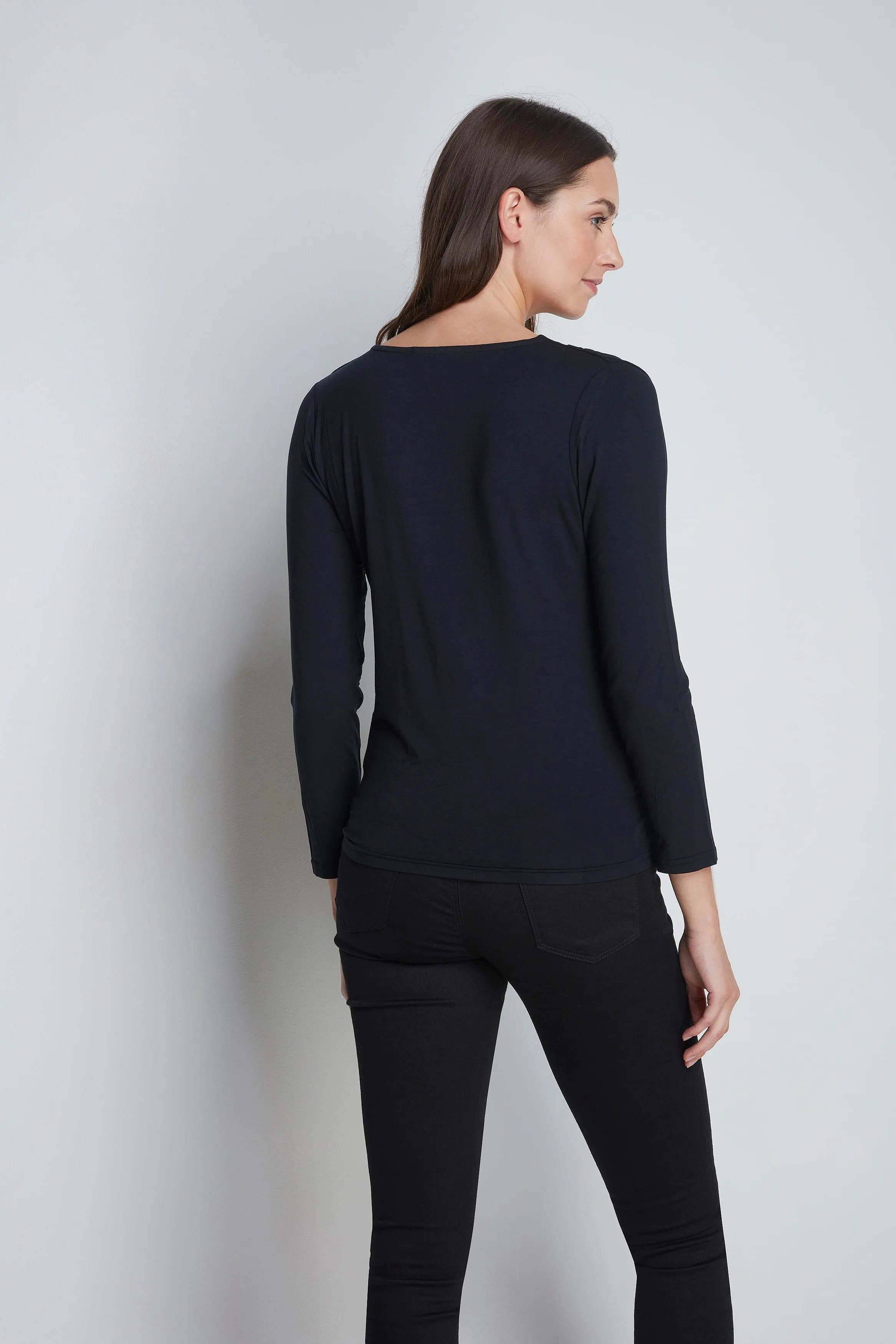 Women's High Quality Long Sleeve Wrap Top - Comfortable Wrap Top - Flattering Black Wrap Top - Soft Long Sleeve Wrap Top - Workwear Top - Lavender Hill Clothing