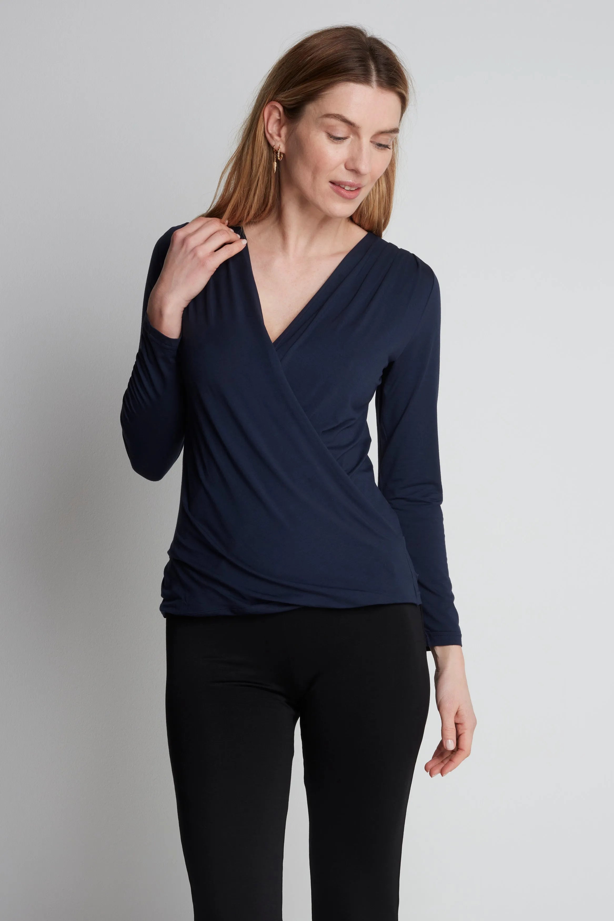 Wrap Top Long Sleeve T-shirt Lavender Hill Clothing