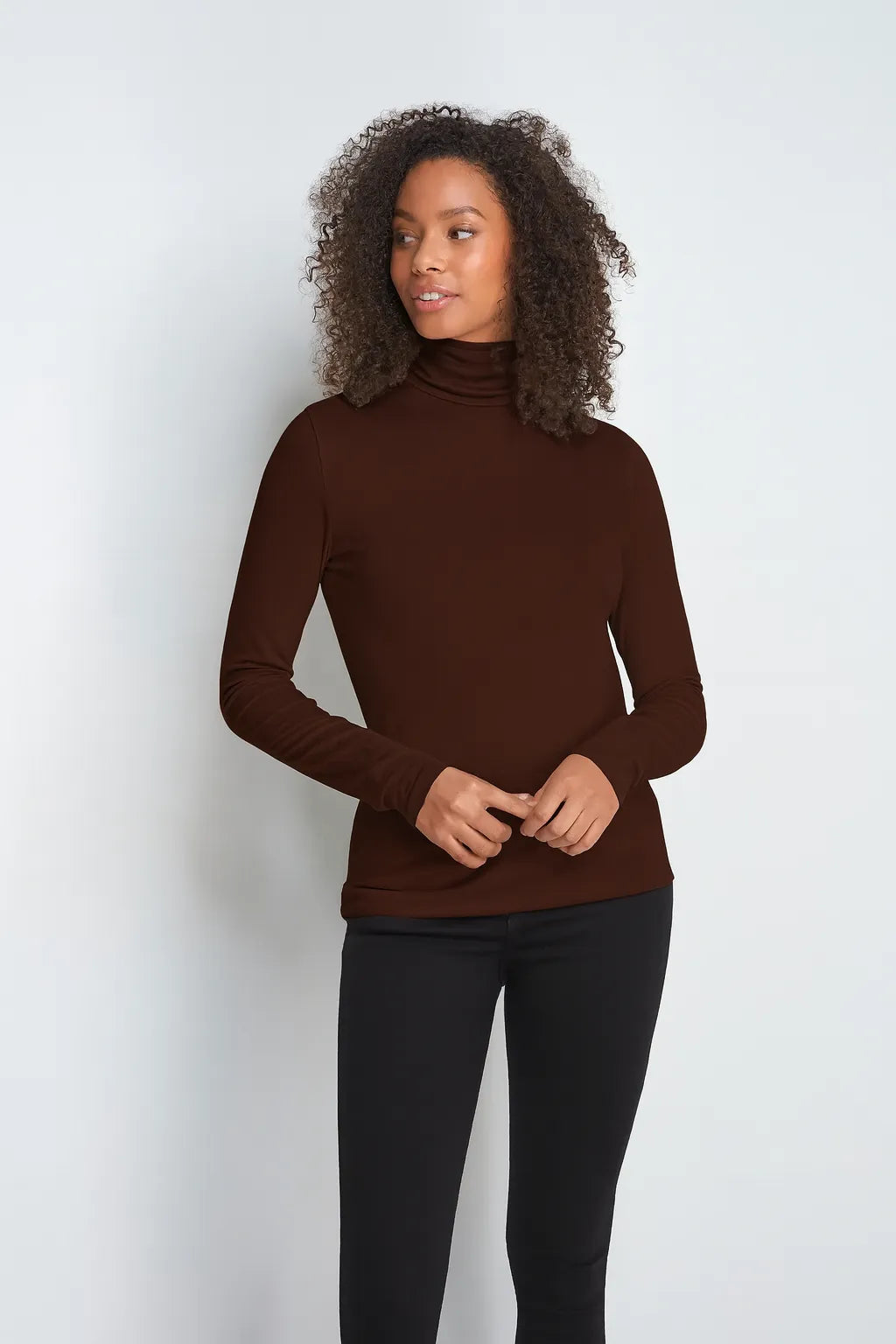 Chocolate brown roll neck top