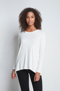 Women's Micro Modal Soft Flattering Long Sleeve Cream A-Line Top by Lavender Hill Clothing