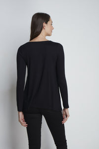 Lavender Hill Clothing Micro Modal Soft Flattering Long Sleeve Black A-Line Top
