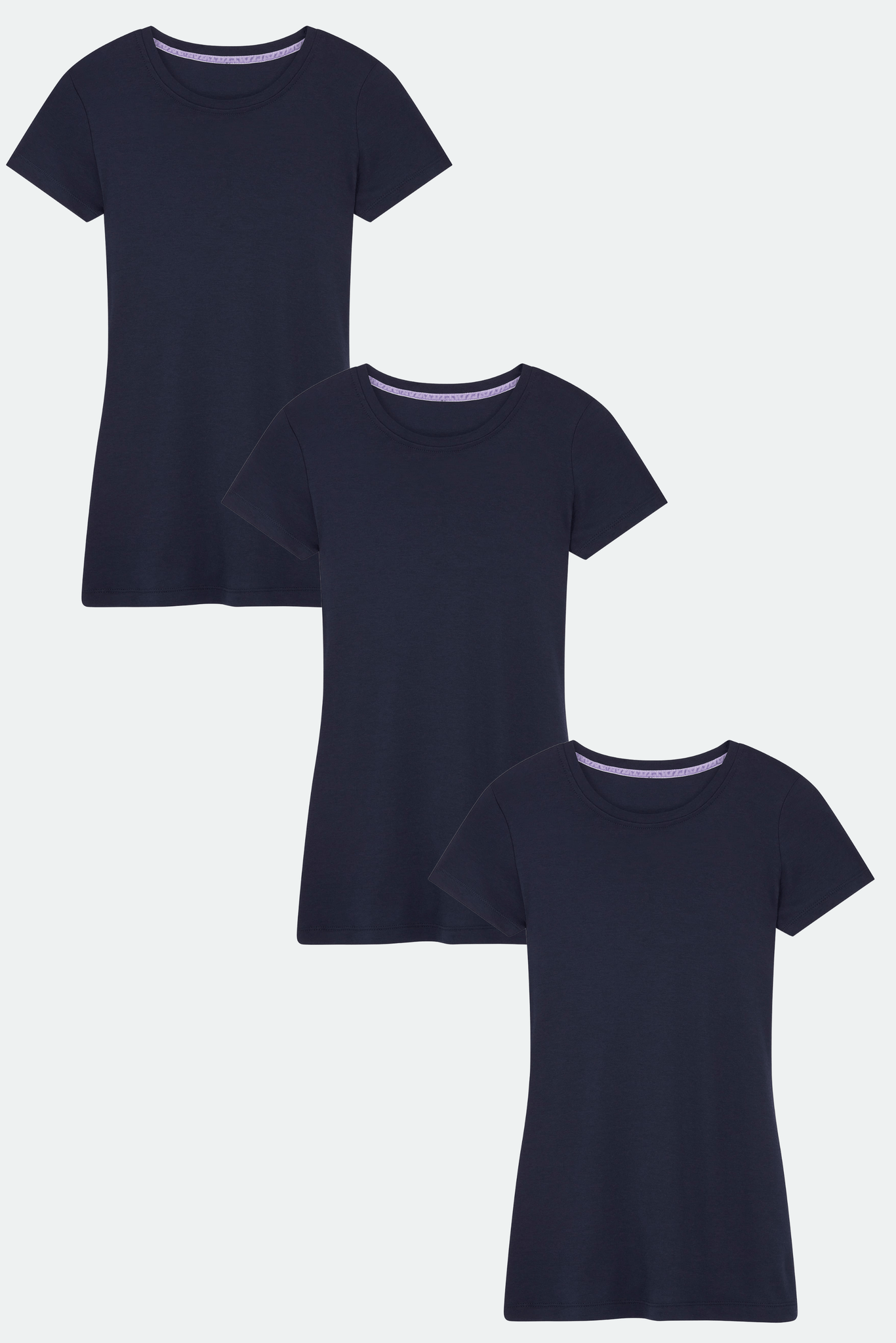 Women's Navy Short Sleeve Crew Neck Cotton Modal Blend T-shirt Bundle | Short Sleeve Multi Pack T-shirts | Lavender Hill Clothing