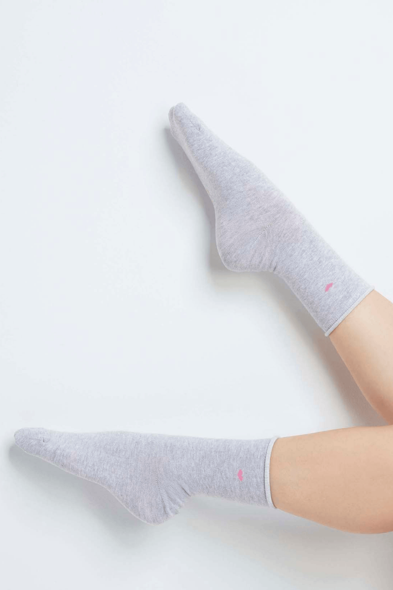Womens Grey Cotton Heart Socks by Lavender Hill Clothing