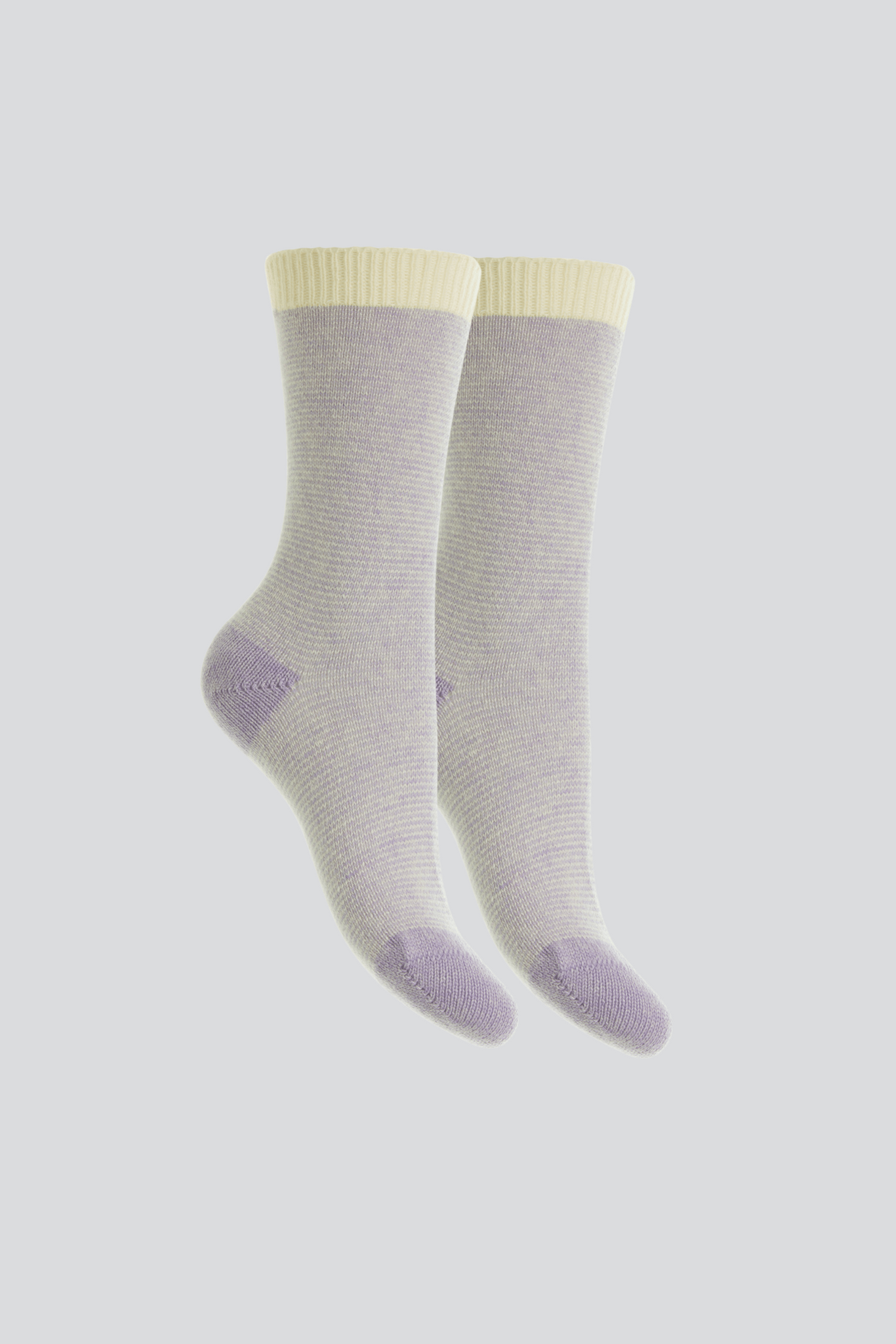 Womens Striped Cashmere Bed Socks | Lilac Striped Cashmere Socks | Quality women's Socks - Gifts for Her by Lavender Hill Clothing