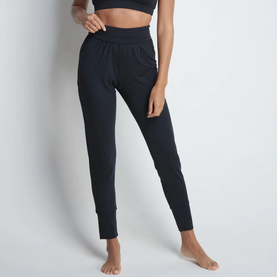 soft jersey tapered yoga trousers