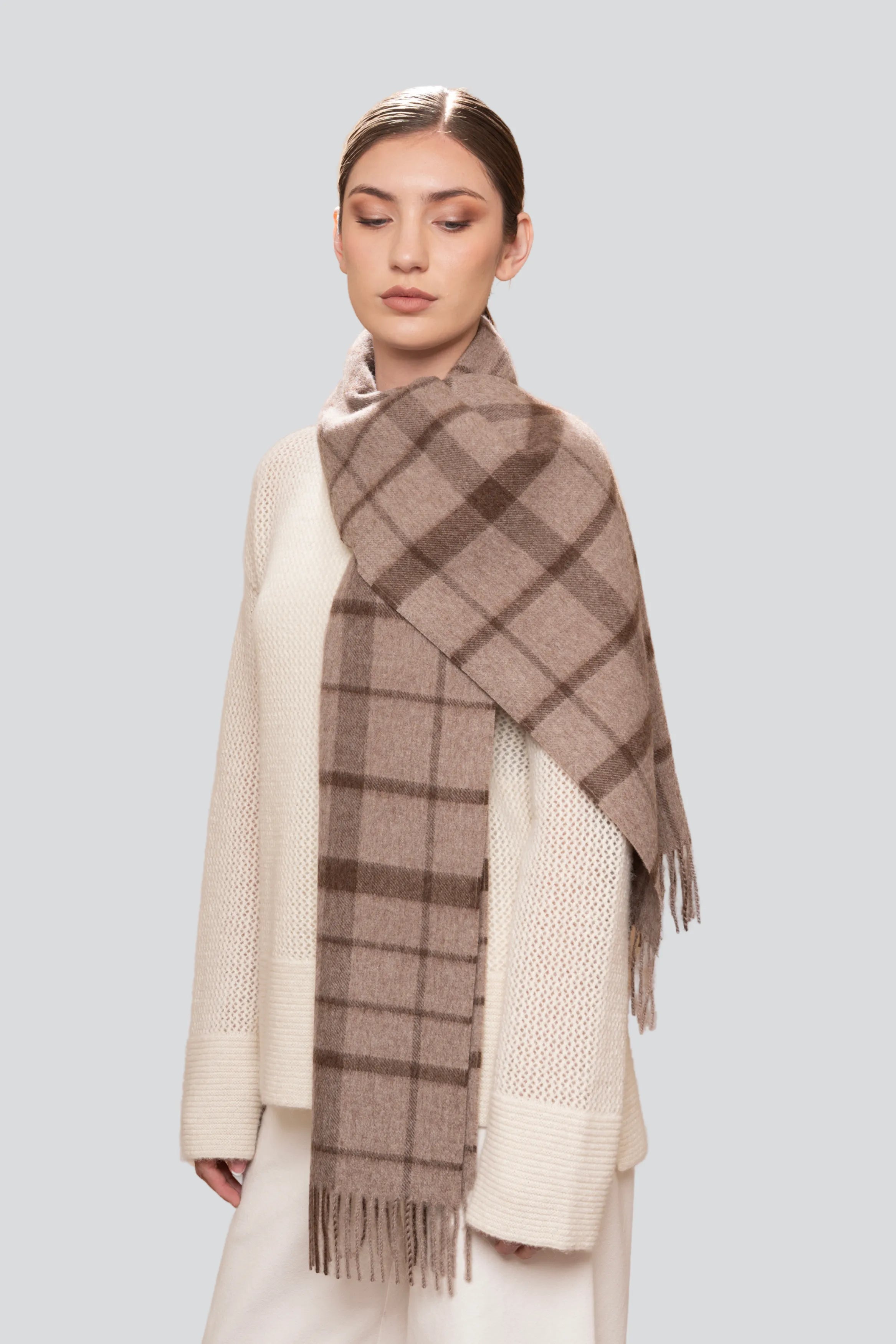 Brown check womens luxury scarf and gift