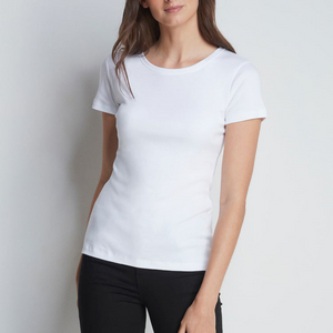womens smart round neck white t-shirt