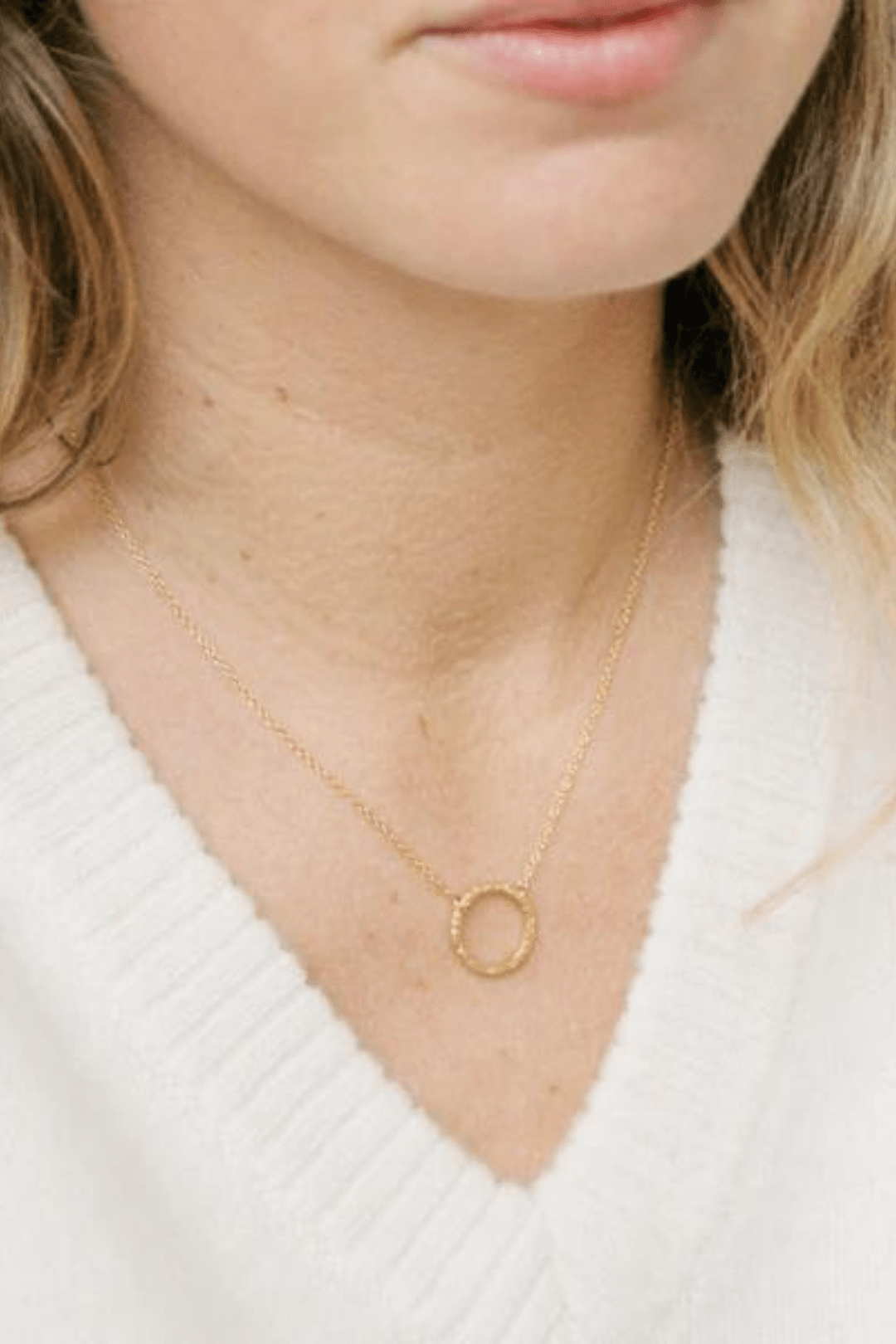 Gold plated circle necklace by Lavender Hill Clothing