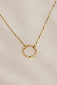 Gold plated circle necklace by Lavender Hill Clothing