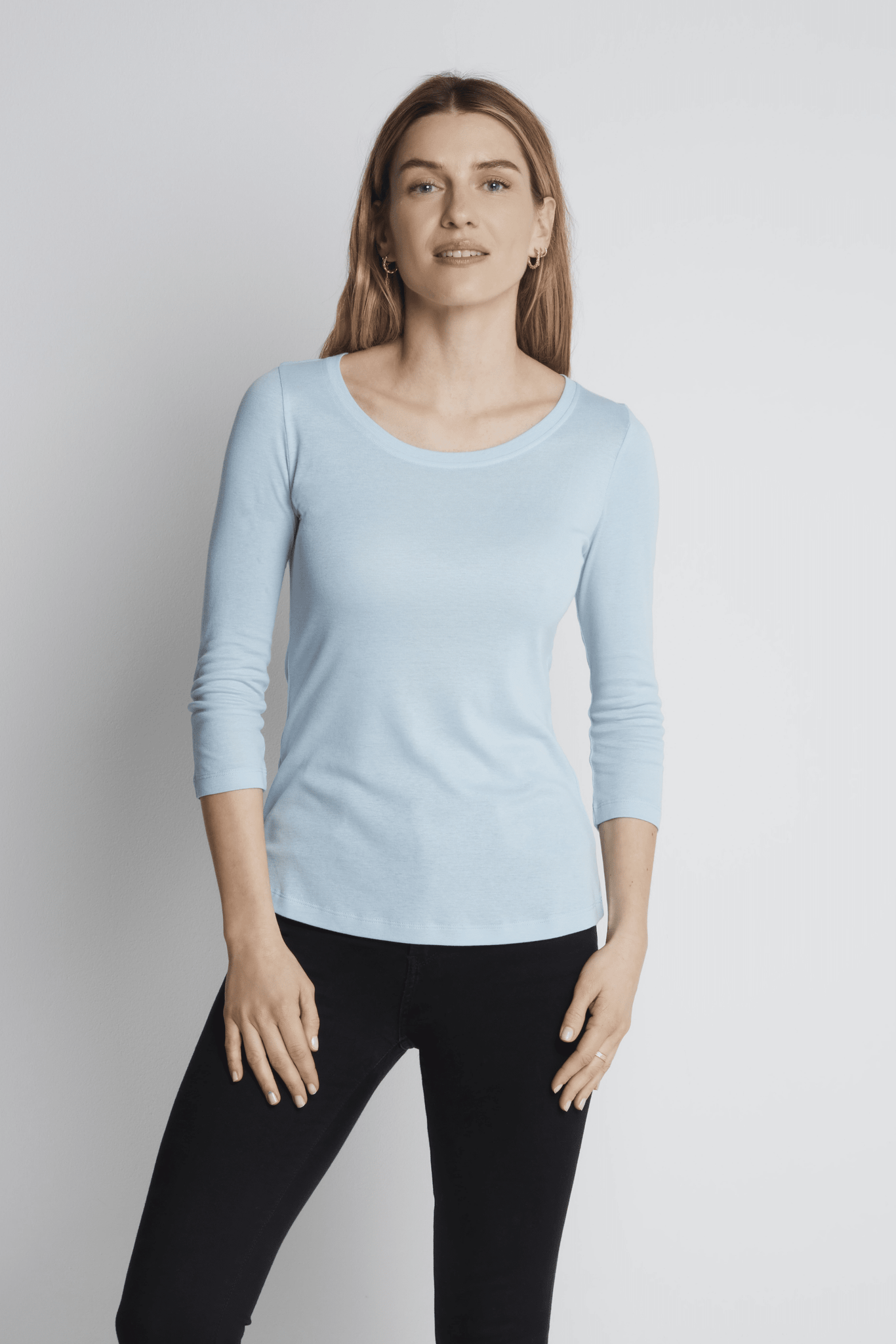 3/4 Sleeve Scoop Neck Cotton Modal Blend T-Shirt Women's 3/4 Sleeve T-shirt Lavender Hill