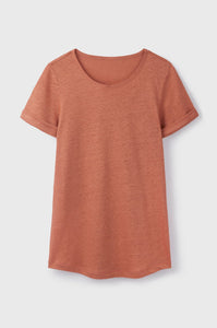 Burnt Orange womens Linen T-shirt | Quality Women's Short Sleeve Linen T-shirt by Lavender Hill