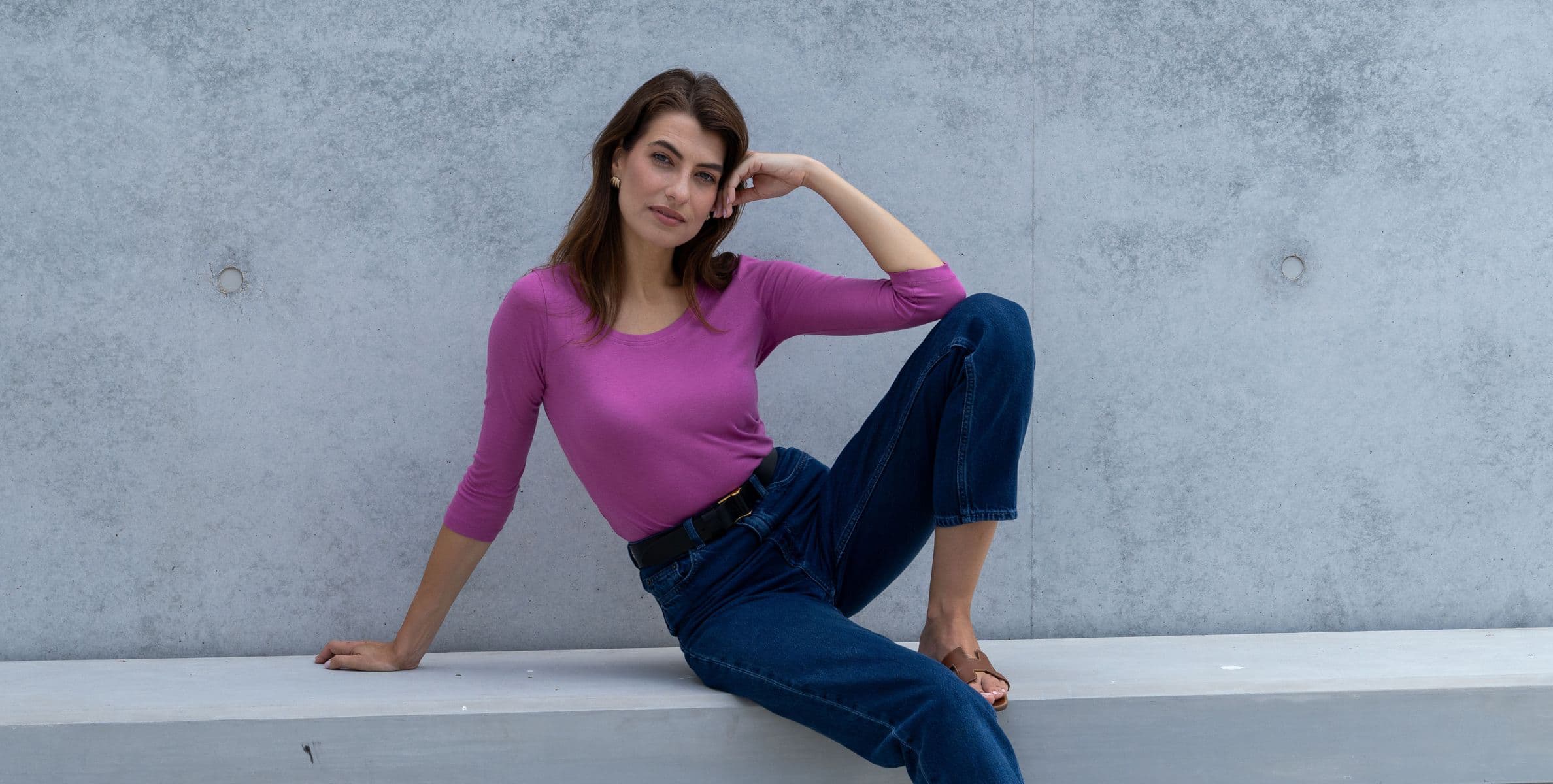 Quality long sleeve pink t-shirt