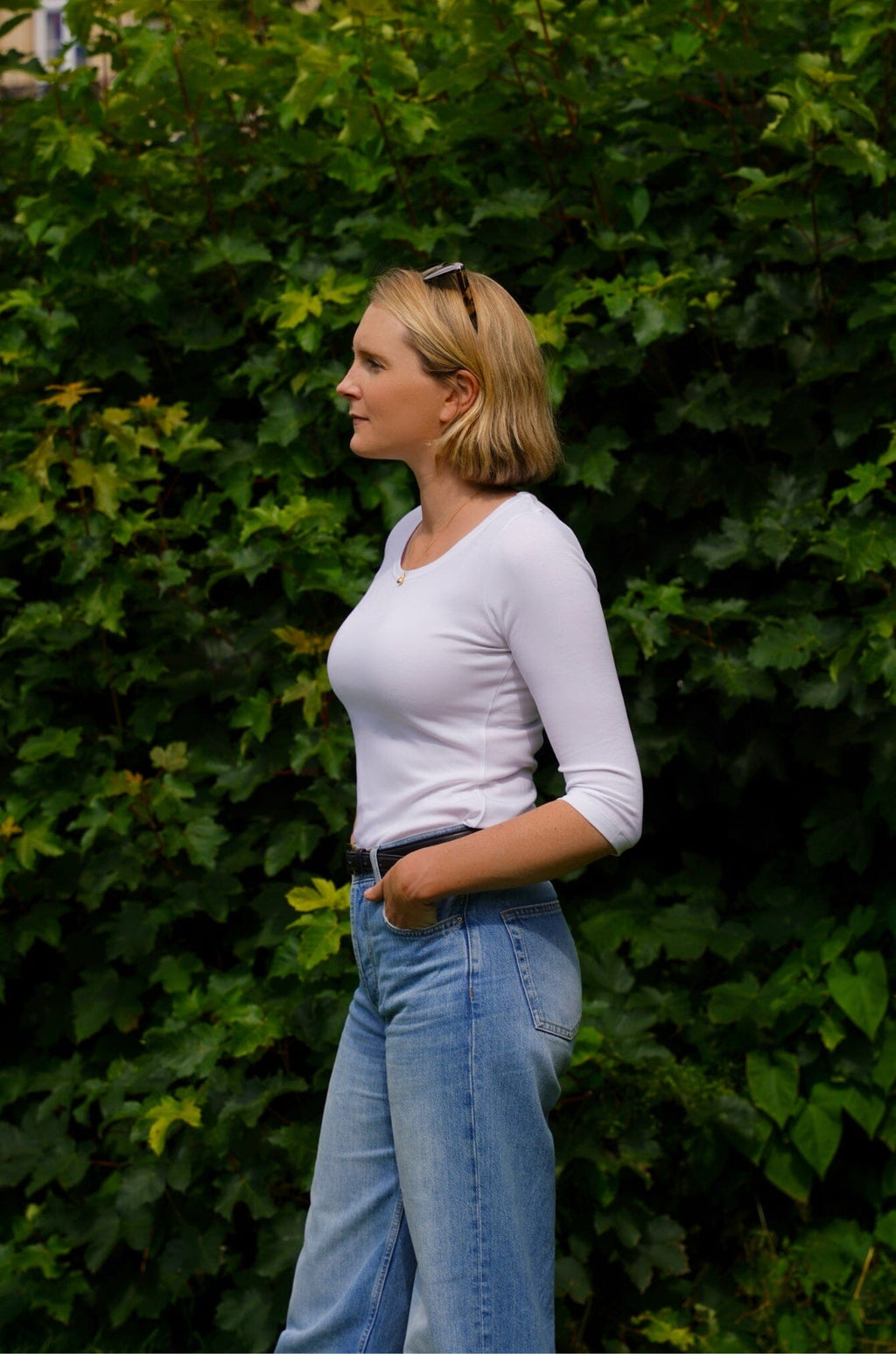 3/4 Sleeve Scoop Tshirt Womens Cotton Tops Lavender Hill Clothing