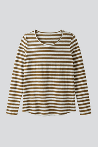 Long Sleeve Striped Linen T-shirt Women's Long Sleeve T-shirt Lavender Hill