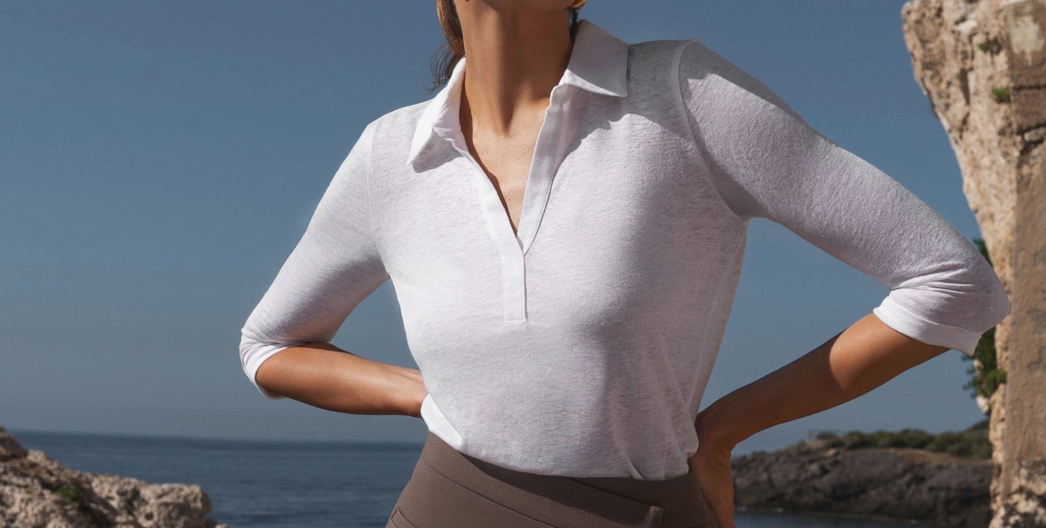 Women's quality long sleeve linen t-shirt