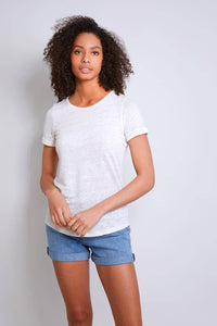 Linen T-shirt S Women's Short Sleeve T-shirt Lavender Hill