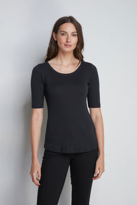 Women's Mid-Weight Flattering black Half Sleeve Scoop Neck T-Shirt - Quality Half Sleeve Scoop - Classic T-shirt Silhouette by Lavender Hill Clothing