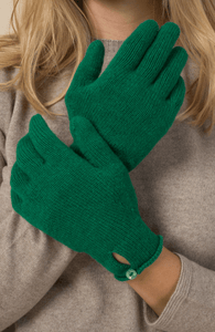 Scottish Cashmere Button Gloves in Green - Women's Gloves - Cashmere Accessories Lavender Hill Clothing