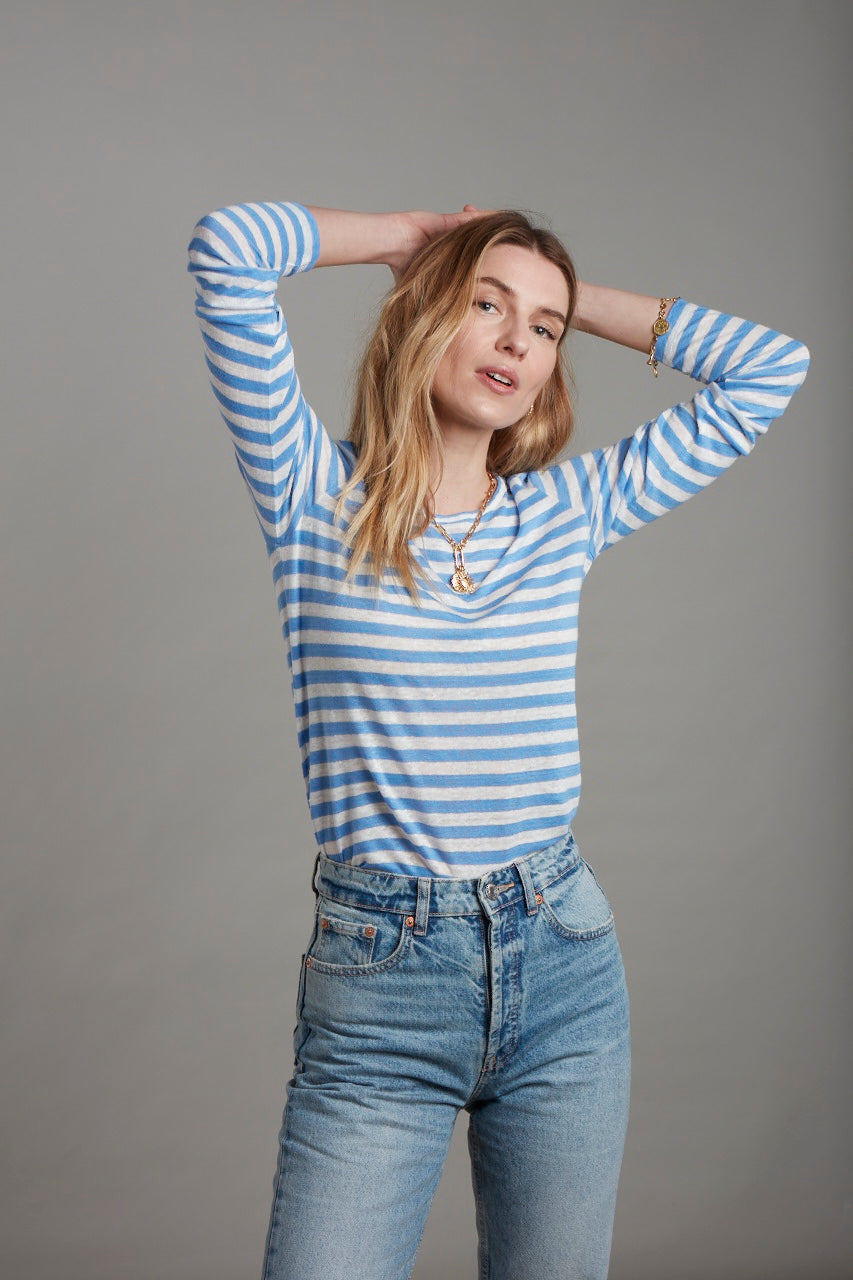 Long Sleeve Striped Linen T-shirt Long Sleeve T-shirt Lavender Hill Clothing