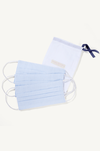 Cotton Face Mask - Pack of 3 Cotton Reusable Face Masks - Sustainable Lavender Hill Clothing - Blue Striped Face Mask