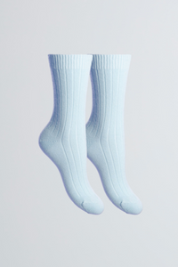 Soft Scottish Cashmere Women's Socks - Comfortable Light Blue Socks by Lavender Hill Clothing - Cozy Bed Socks
