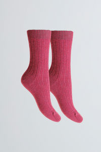 Soft Scottish Cashmere Women's Socks - Comfortable Magenta Socks by Lavender Hill Clothing - Cozy Bed Socks