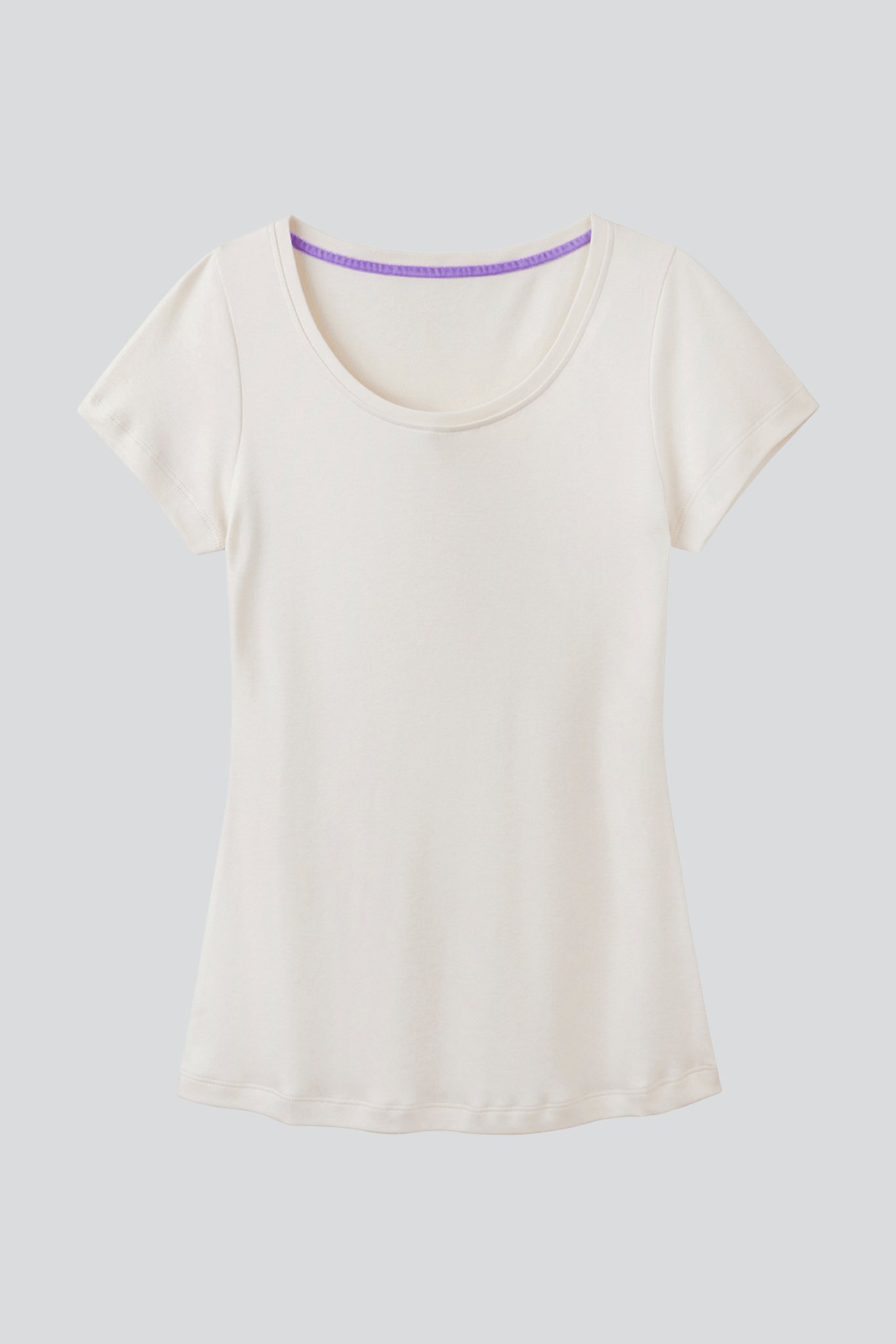 Women's Quality Scoop Neck Cotton Modal Blend T-shirt in Cream - Essential Short Sleeve T-shirt by Lavender Hill Clothing