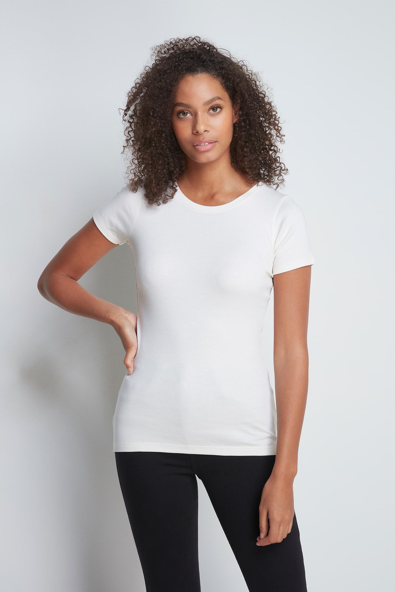Women's Short Sleeve Crew Neck Cotton Modal Blend T-shirt - Essential Short Sleeve T-shirt - Cream T-shirt - Comfortable T-Shirt Lavender Hill Clothing