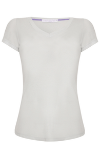 Women's Short Sleeve V-Neck - High Quality Comfortable V-Neck T-Shirt in Grey- Flattering Short Sleeve T-Shirt - Soft Short Sleeve V-Neck T-Shirt