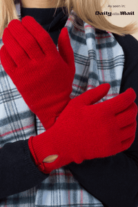 Scottish Cashmere Button Gloves - Red Cashmere Gloves - Women's Luxury Gloves - Soft Gloves - Cashmere Accessories Lavender Hill Clothing